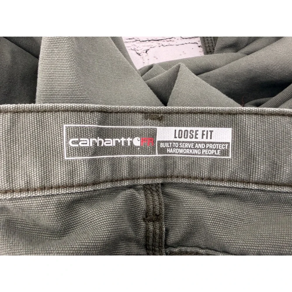 Carhartt FR Flame Resistant Loose Fit Work Pants‎ Khaki Green Mens 42x34
